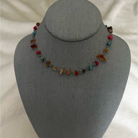 NWOT Multi Natural Stone Choker Necklace - Picture 2 of 4